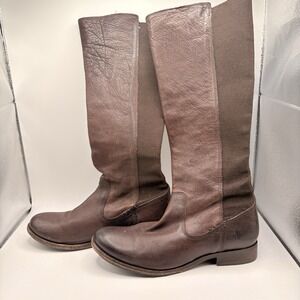 Frye Molly Gore Brown Leather 15 Inch Tall Riding Boots Knee-high Women's 7.5